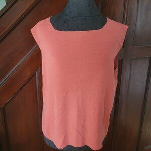 Coldwater Creek Womens Sleeveless Coral Top 1X 70% Silk 30% Cotton.